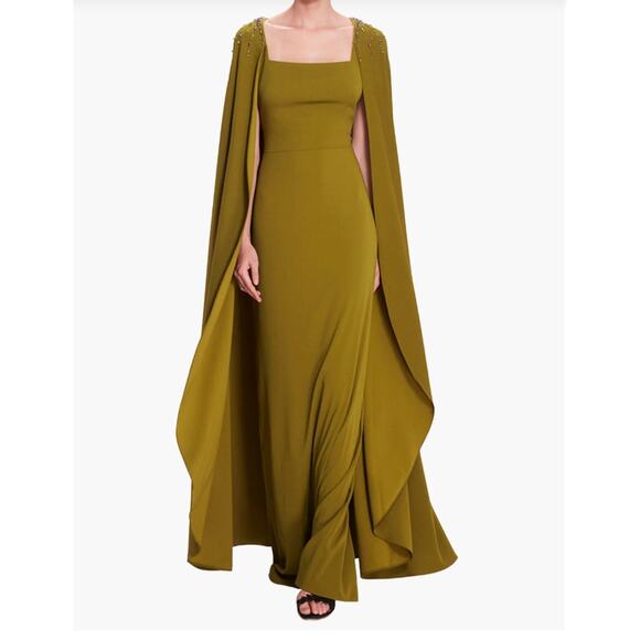 MARCHESA notte Dresses & Skirts - Marchesa Notte Embellished Cape Gown Dress 4 NEW